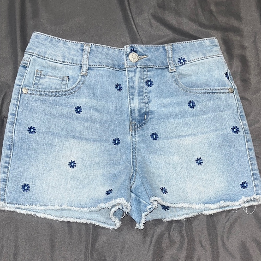 Epic Threads Blue Jean Shorts with Embroidered Details